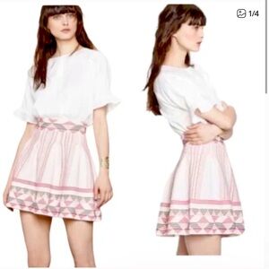 Maje Jordy Jacquard knit skirt pleated